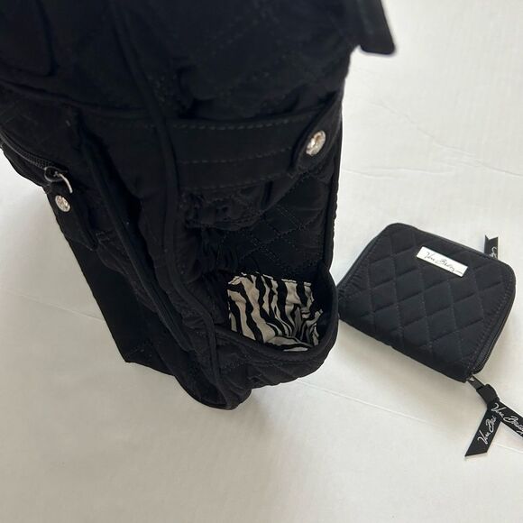Vera Bradley Black Quilted Zebra Print Lining Tote Bag and Black Zip Wallet Set - Picture 7 of 12